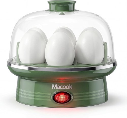 Macook Electric Egg Cooker - 7 Egg Capacity with Auto Shut-Off | Spring Green Hard Boiled Egg Maker