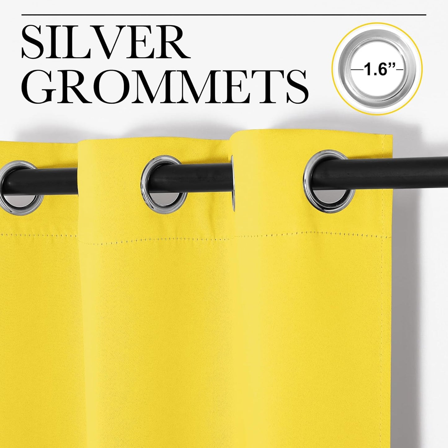 NICETOWN Thermal Insulated Window Curtain Panels - Bright Yellow Grommet Drapes, 34x54 Inch (1 Pair)