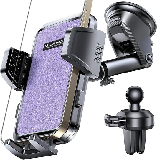 2026 Ultimate Car Phone Holder Mount(+Air Vent Clip) [Military Grade Stable], 360° Rotatable Suction Cup Car Phone Mount for Dashboard Windshield ,Truck Cradle Stand for iPhone 17 16 Pro Max Samsung