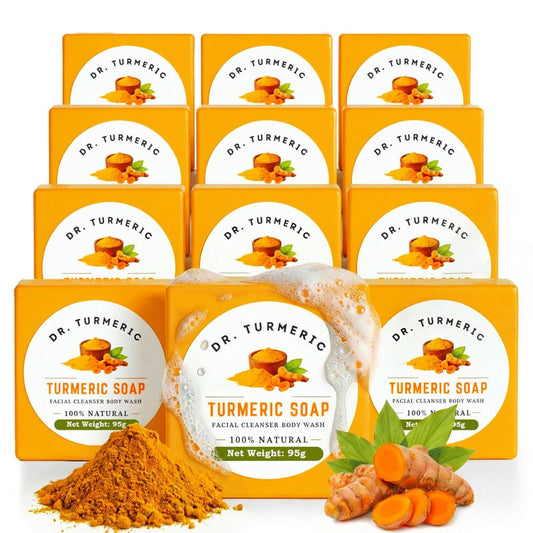Turmeric Soap Bar for Face & Body | Vegan Skin Cleanser for Smooth, Moisturized & Radiant-Looking Skin | Rich Lather, Deep Cleansing & Refreshing Scent | 12 Bars