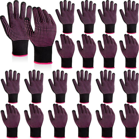 Suhine 20 Pcs Professional Heat Resistant Gloves for Hair Styling Curling Heat Resistant Work Gloves(Silicone Bumps Style)