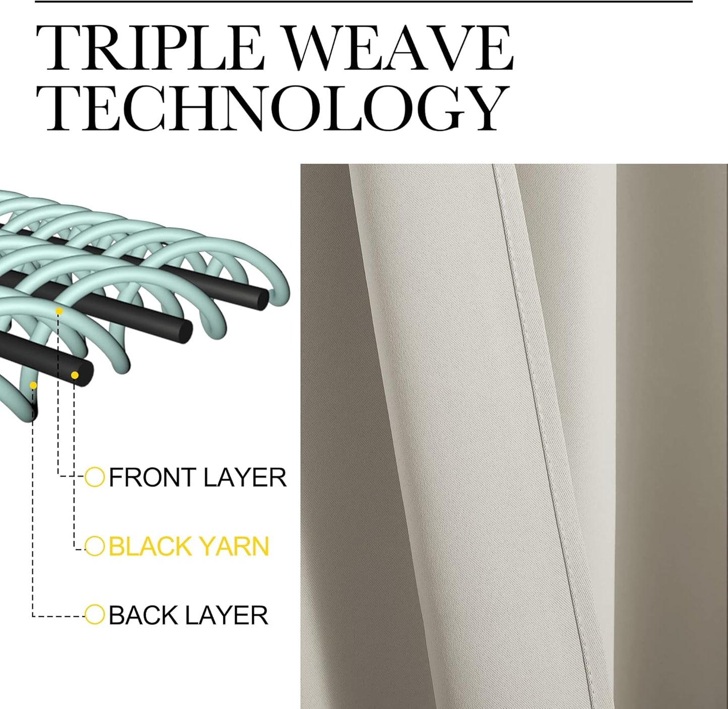 NICETOWN Blackout Curtains - Thermal Insulated Drapes for Bedroom & Living Room | 34" x 72" Natural