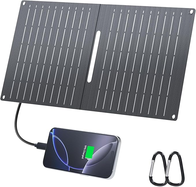 Ecosonique 15W Small Solar Panel Charger with USB-C & USB-A ETFE Foldable