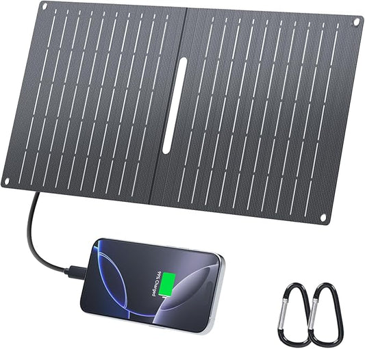 Ecosonique 15W Small Solar Panel Charger with USB-C & USB-A ETFE Foldable