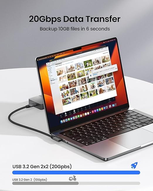 Silkland USB C 3.2 Gen 2x2 Cable Right Angle 3.3FT, 20Gbps 90 Degree High Speed Data Transfer, 5K/4K 60Hz Type C Monitor Cable, 240W PD, Compatible for SSD, Hub, Dock, eGPU
