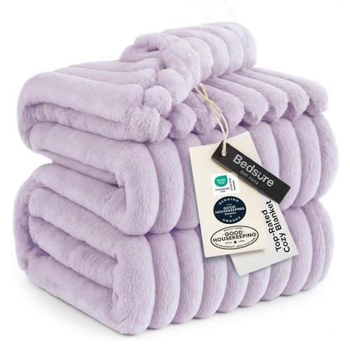 Bedsure GentleSoft Lavender Fog California King Size Blanket for Bed - Cozy Soft Blankets for Women, Cute Small Fleece Throws for Girls, Birthday Gifts for Women, 102x96 Inches