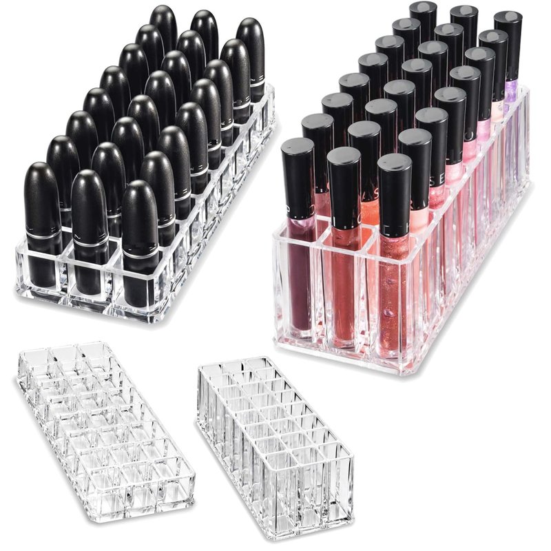 Acrylic Lipstick & Lip Gloss Organizer - 48 Space Clear Beauty Storage