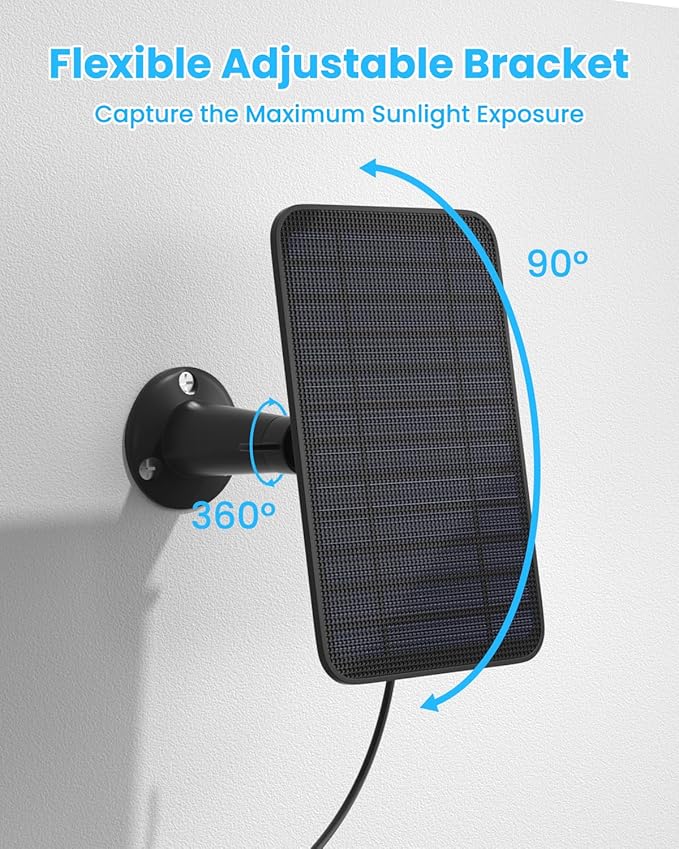 5W Solar Panel Compatible with Blink Outdoor 4(4th Gen)/Outdoor 2K+ Camera, Solar Panel Charger for Blink Camera with 13.1ft Cable Rubber Plug, IP65 Weatherproof, Includes Secure Wall Mount, 2 Pack