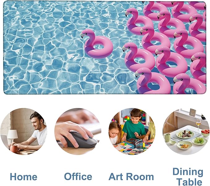 NITAHHHY Gaming Desk Pad Large Extra Length Pink Flamingos Mouse Pad Keyboard Laptop Non-Slip Waterproof with Rubber Base Thick Stitched Edge Mouse Mat for Office Home 35.4 x 15.7 Inches