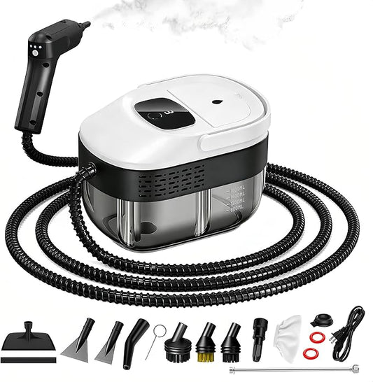 Pressurized Handheld Steam Cleaner 2500W, 54oz Large-Capacity Steamer with 3-Level Adjustable Steam, 15s Heat-Up & 15Pcs Accessories â for Car, Tile, Grout, Couch, Floor, Bed, Dirt, Furniture
