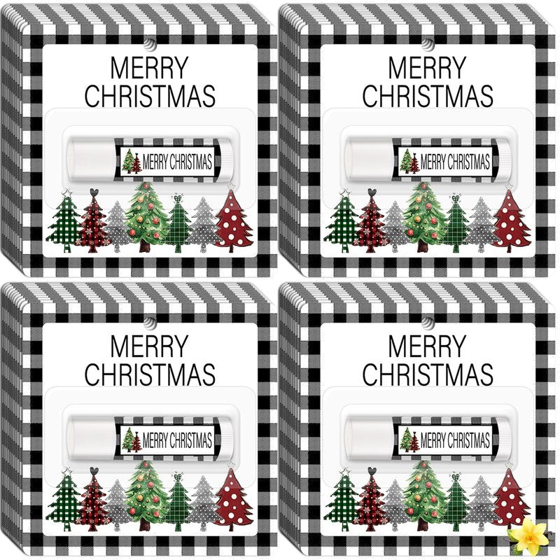 50 Pack Christmas Lip Balm Gift Bulk, Moisturizing Nourishing Lip Balm Appreciation Gift, Xmas Holiday Birthday Party Favors Stocking Stuffers for Women Men Coworker Employee Teacher (Christmas Tree)