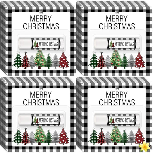 50 Pack Christmas Lip Balm Gift Bulk, Moisturizing Nourishing Lip Balm Appreciation Gift, Xmas Holiday Birthday Party Favors Stocking Stuffers for Women Men Coworker Employee Teacher (Christmas Tree)
