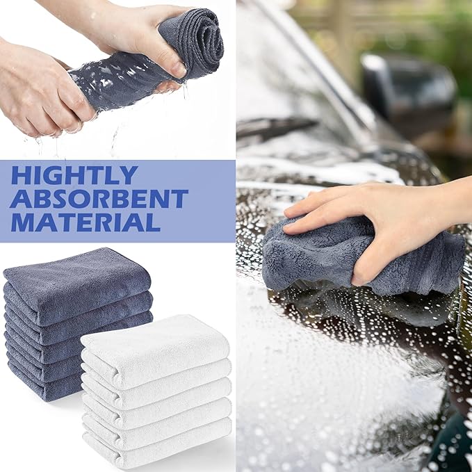 10 Pcs Extra Large Microfiber Cleaning Cloth 30" x 20" Large Floor Microfiber Towel Reusable Washable Free Lint Free Cloth Rag for Squeegee Mop Floor Window Housekeeping (White, Gray)