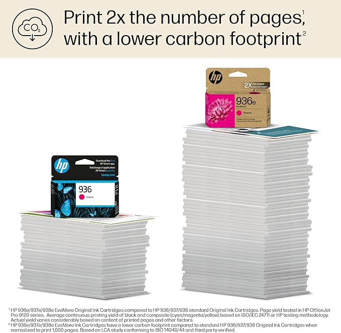HP 936e Magenta EvoMore Ink Cartridge | Works with OfficeJet 9120, Pro 9100, Wide Format 9700 | Carbon Neutral | 4S6V4LN