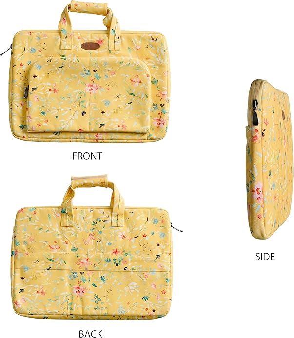 Maison d'Hermine Laptop Bag with Pocket Upto 13.5 inch Stain and Water Repellent Cotton Canvas Spring Summer (Colmar - Yellow)