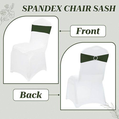 MDS Spandex Chair Sashes - Universal Elastic Stretch Ties with Buckle for Weddings | Olive Green, Pack of 125
