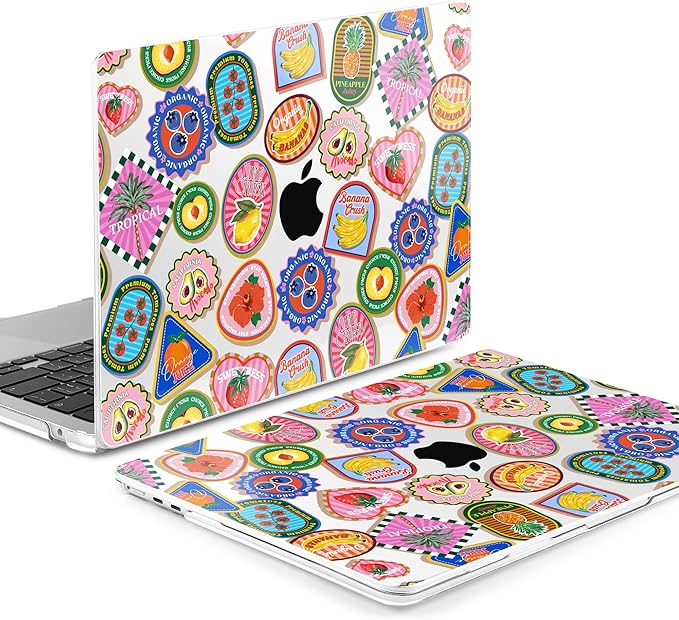 MEEgoodo for M5/M4/M3/M2 MacBook Air 15 inch Case 2026 2025 2024 2023, Case Fit Model (A3448/A3241/A3114/A2941) for MacBook Air 15.3 inch, Fruit & Sticker