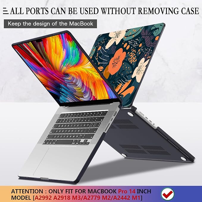 CISSOOK Compatible with MacBook Pro 14 inch Case 2026-2021 Release M5 A3434 M4 A3112 A3185 A3401 M3 A2992 A2918 M2 A2779 M1 A2442 Pro Max Chip, Pro 14-inch Plastic Hard Shell Case, Little Flower