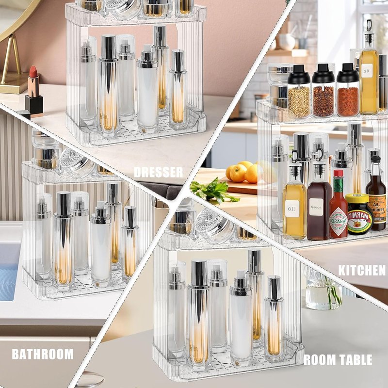 Bathroom Counter Organizer - 2-Tier Clear Skincare & Makeup Holder for Cosmetics
