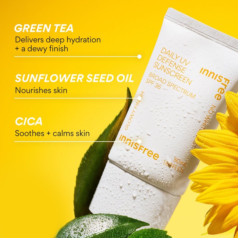 Innisfree Daily UV Defense SPF 36 2 Pack | Korean Face Sunscreen | Broad Spectrum Protection, Invisible Finish, No White Cast, Lightweight, Gentle and Hydrating