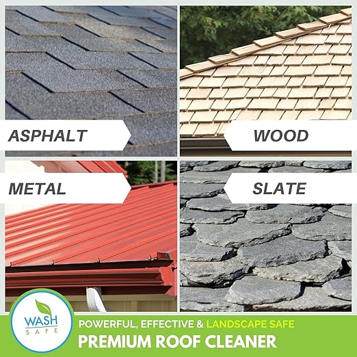 Wash Safeâ¢ ROOF WASH Roof Cleaner, 10 lb. | Clear, Bleach-Free Concentrate | Clean Up to 10,000 sq. ft. of Asphalt, Wood, Slate and Ceramic Shingles or Tiles