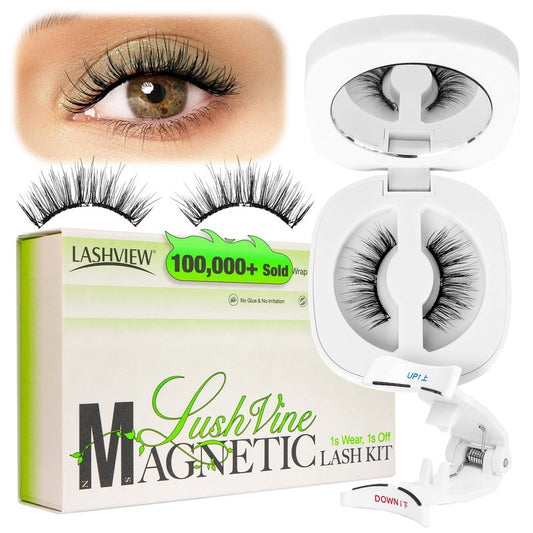 LASHVIEW Upgrade Soft Magnetic Eyelashes with Applicator, Reusable Magnetic Lashes Natural Look, No Glue Needed, Windproof & Waterproof for All-Day Comfort (L01)