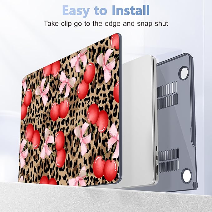Lepeoac Case for 2026/2025/2024/2023 MacBook Air 15-inch Laptop Release M5 A3448 /M4 A3241 /M3 A3114 /M2 A2941, Stylish Protective Hard Shell Cover for MacBook Air 15.3 inch, Leopard Cherry