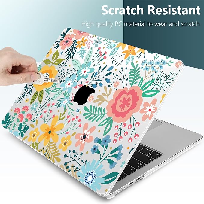 TWOLSKOO for MacBook Air 15 inch Case 2026 2025 2024 2023 Release M5 A3448 M4 A3241 M3 A3114 M2 A2941, Plastic Hard Shell & Screen Protector & Keyboard Cover & Trackpad Film, Abstract Flower