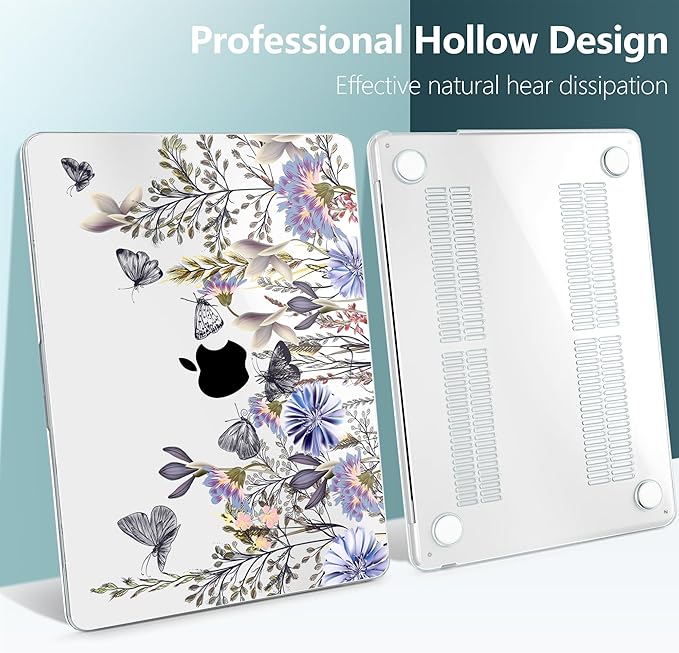 TWOLSKOO Compatible with MacBook Air 13 inch Case M5 2026 M4 2025 M3 M2 2024-2022 A3449 A3240 A3113 A2681, Plastic Hard Shell & Keyboard Cover for MacBook Air 13.6 inch Case, Garden Flower