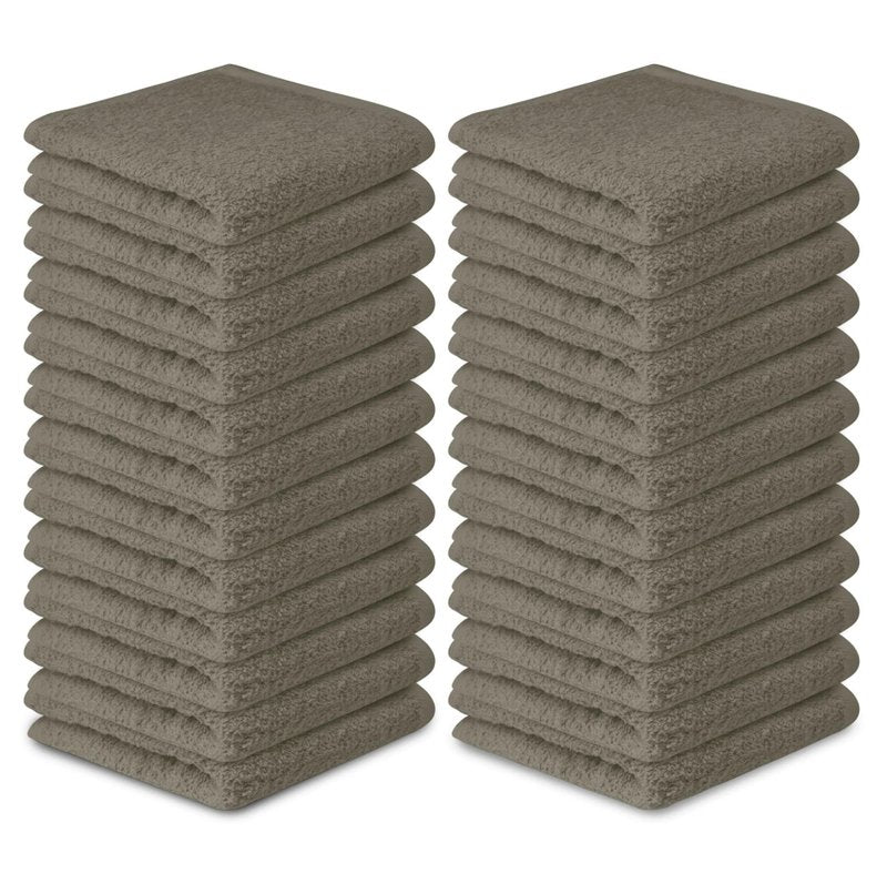 Softolle 100% Cotton Ring Spun Wash Cloths – Bulk Pack of Washcloths – 12x12 Inches – Wash Cloth for Face, Highly Absorbent, Soft and Face Towels (Taupe, 60 Pack)