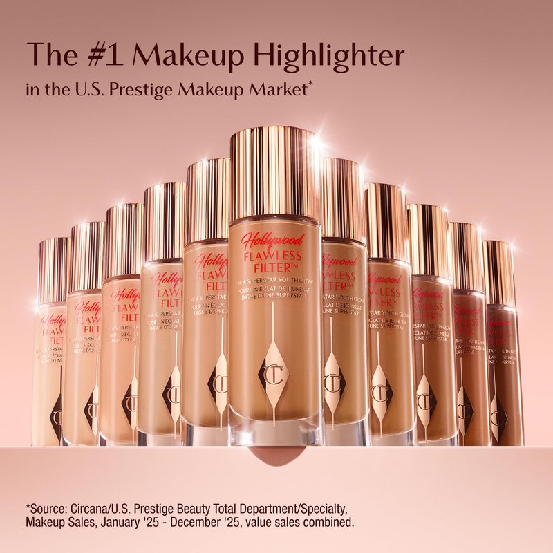 Charlotte Tilbury Hollywood Flawless Filter - Multi‑Use Makeup Primer, Complexion Booster & Illuminating Liquid Highlighter with Sheer Coverage - Smooths & Blurs Skin - 4.5 Medium