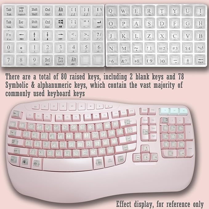 Ivaso 80 Pcs Keyboard Sticker for Long Nails Typing and Gaming, Symbolic and Alphanumeric Sticky Silicone Keys for Keyboards and Laptop (Translucent)