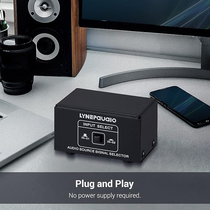 JINGFENG Audio Switcher RCA 2 in 1 Out/1 in 2 Out A/B Switch Stereo Audio Splitter Box with No Distortion RCA Jack for Switching Between Computer Speakers and Headphones