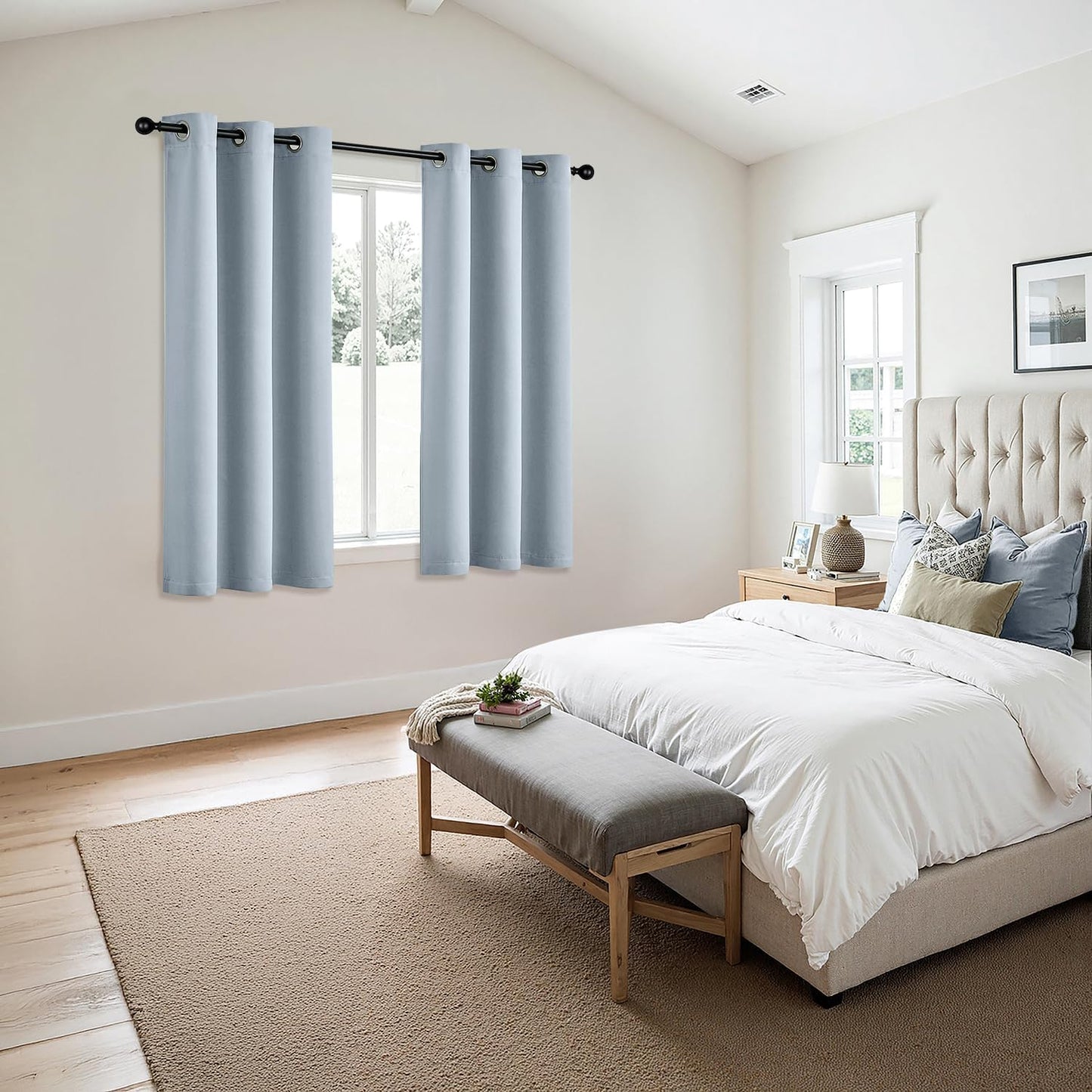 MIULEE Light Blue Blackout Curtains - Thermal Insulated Room Darkening Drapes | 63-Inch Grommet Panels
