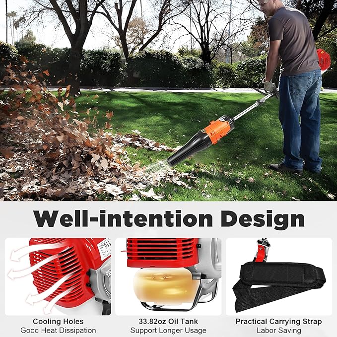 Upgraded Gas Handheld Sweeper, 52CC 2.3HP 2 Stroke Outdoor Power Snow Sweeping Broom with Air Cooled Motor & Blower Lawns Sweeper Machine for Street Farms Driveway Snow