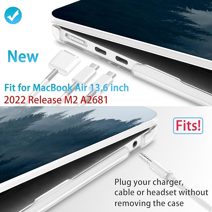 Mektron for 2026 MacBook Air 13-inch M5 Laptop Case A3449 with 13.6-inch Liquid Retina Display Fits 2025 A3240 M4 2024 A3113 M3 2023 A2681 M2 Printed Shell for MacBook Air 13.6", Misty Forest C132