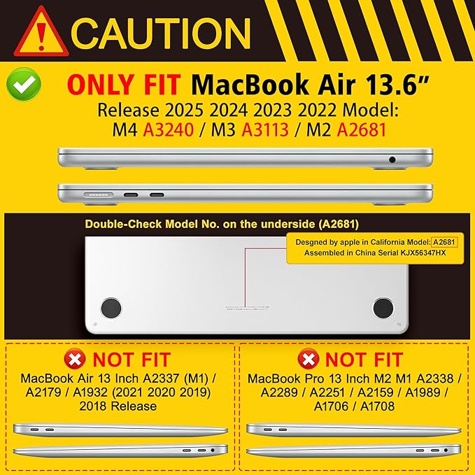 May Chen Case for MacBook Air 13/13.6 inch M5 A3449 M4 A3240 M3 A3113 M2 A2681, 2026 2025 2024-2022, Plastic Hard Shell with Keyboard Cover & Screec Protector, Blue Marble Texture
