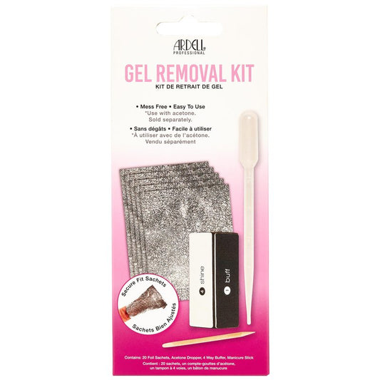 Ardell Gel Nail Polish Remover Kit – Easy At-Home Soak Off Gel for Nails with Foil Nail Wraps, Buffer, Dropper & Stick, 20 Nail Foil Wraps