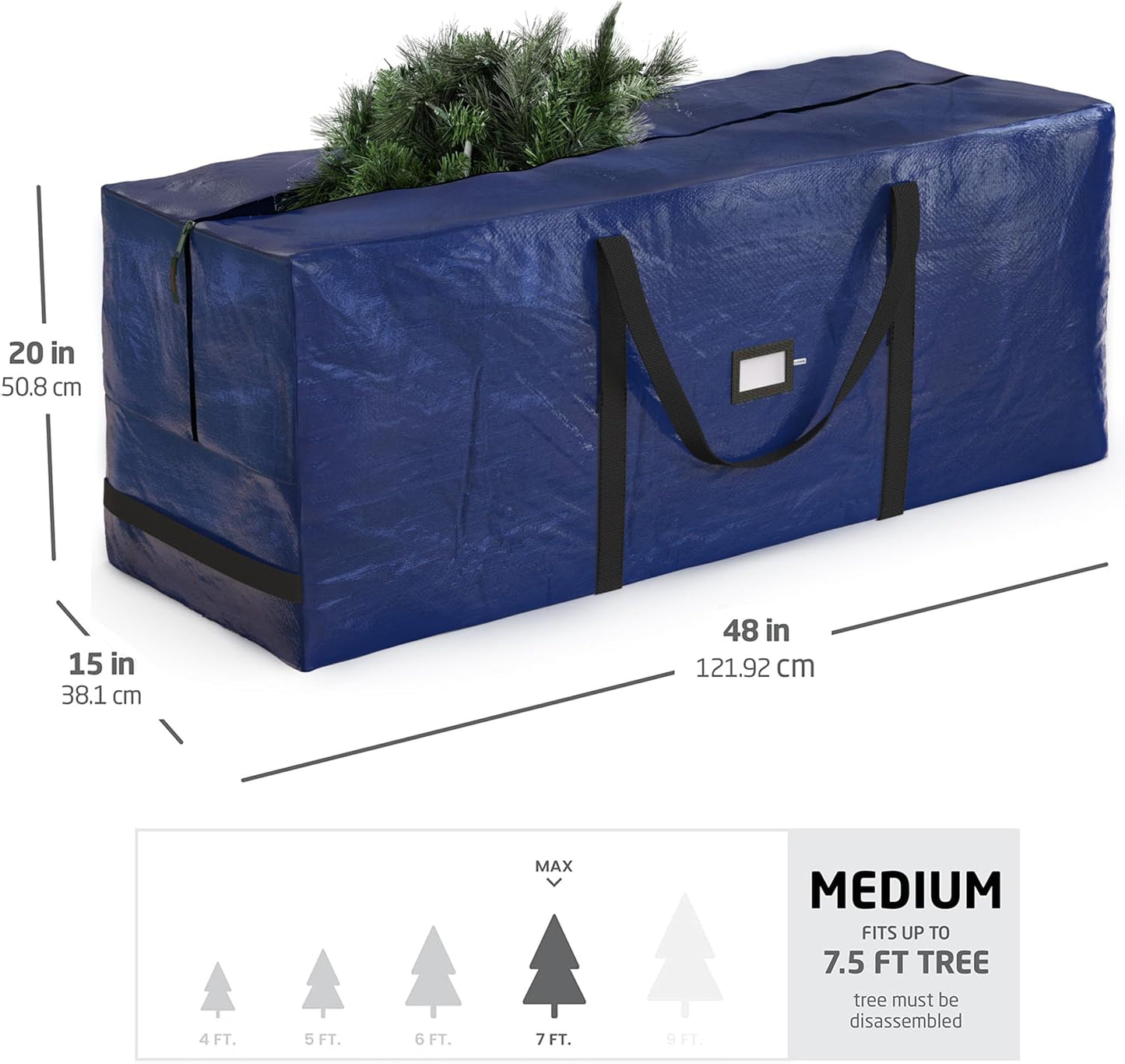 Zober Christmas Tree Storage Bag - Waterproof & Durable for 7.5 Ft Artificial Trees - Navy Blue