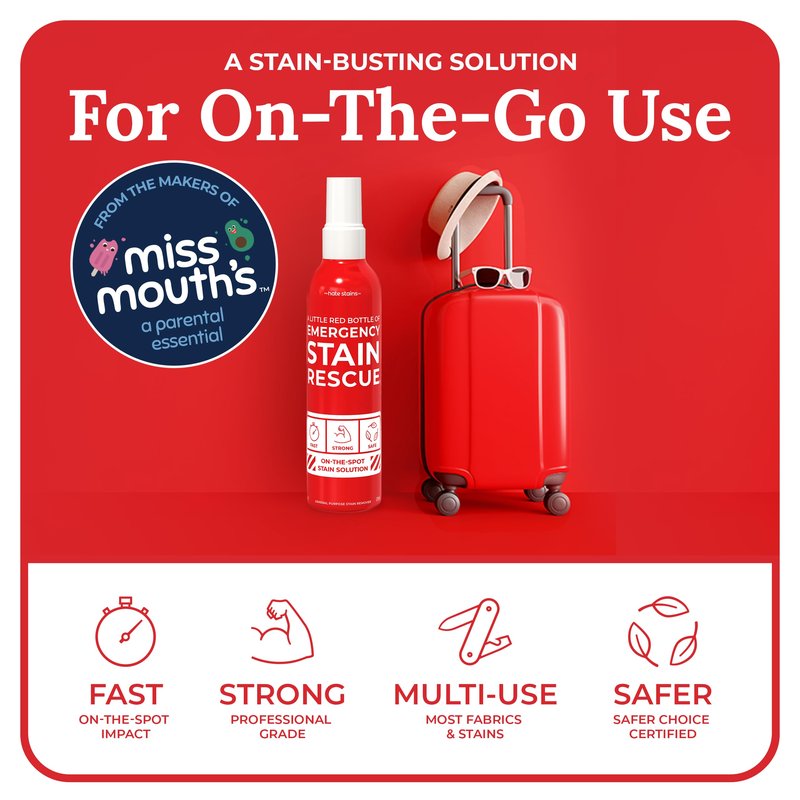 Emergency Stain Rescue Stain Remover Spray - For Wine & Coffee - Blood Stain Remover Clothes & Laundry - Carpet Cleaner Spray with No Added Phosphates - 2 x 4 Fl Oz