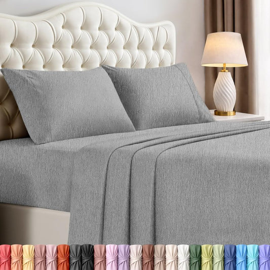 Utopia Bedding King Size Sheet Set – 4 Piece Bed Sheets, Soft and Breathable Microfiber, Includes 1 Fitted Sheet, 1 Flat Sheet and 2 Pillowcases – Oeko Tex (Heather Grey)
