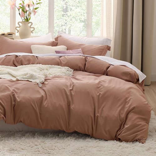 Bedsure Mocha Mousse Duvet Cover Set - Extra Soft Twin/Twin XL Bedding with Zipper Closure & Pillow Sham