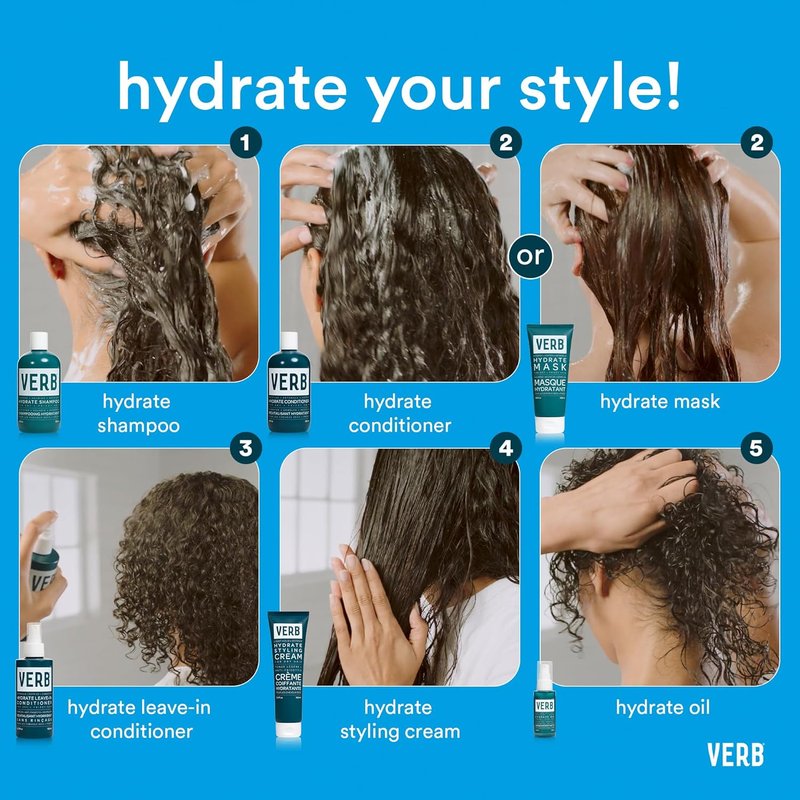 VERB Hydrate Oil - Moisturizing Hair Oil for Dry & Frizzy Hair - Heat Protection | Amber & Warm Jasmine Scent