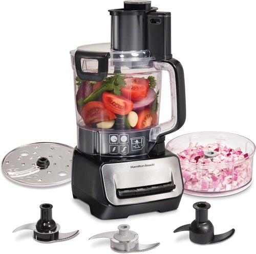 Hamilton Beach Food Processor - 14-Cup Capacity with Stainless Steel Blades & 3-Speed Motor | Black