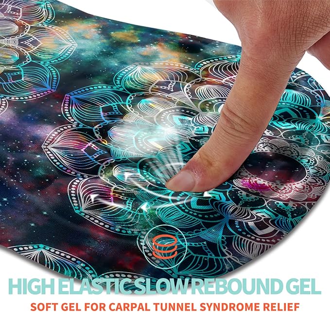 Kuosgm Ergonomic Mouse Pad Wrist Support with Memory Foam Massage Bulge, Carpal Tunnel Pain Relief Mousepad Wrist Rest for Mouse(12x8 inch, Mandala)