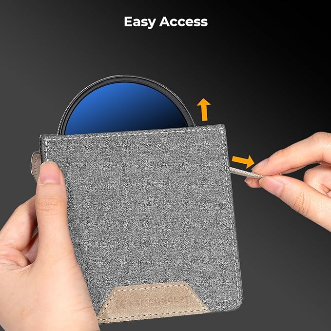 K&F CONCEPT Lens Filter Case 1 Pocket, Leather Carrying Filters Bag Pouch for Square ND CPL etc Filters up to 100x100mm, Designed NANO-X Series Square Bracket 100mm