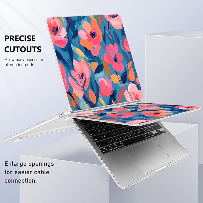 Lepeoac Case for 2026/2025/2024/2023 MacBook Air 15-inch Laptop Release M5 A3448 /M4 A3241 /M3 A3114 /M2 A2941, Stylish Protective Hard Shell Cover for MacBook Air 15.3 inch, Flowers Print