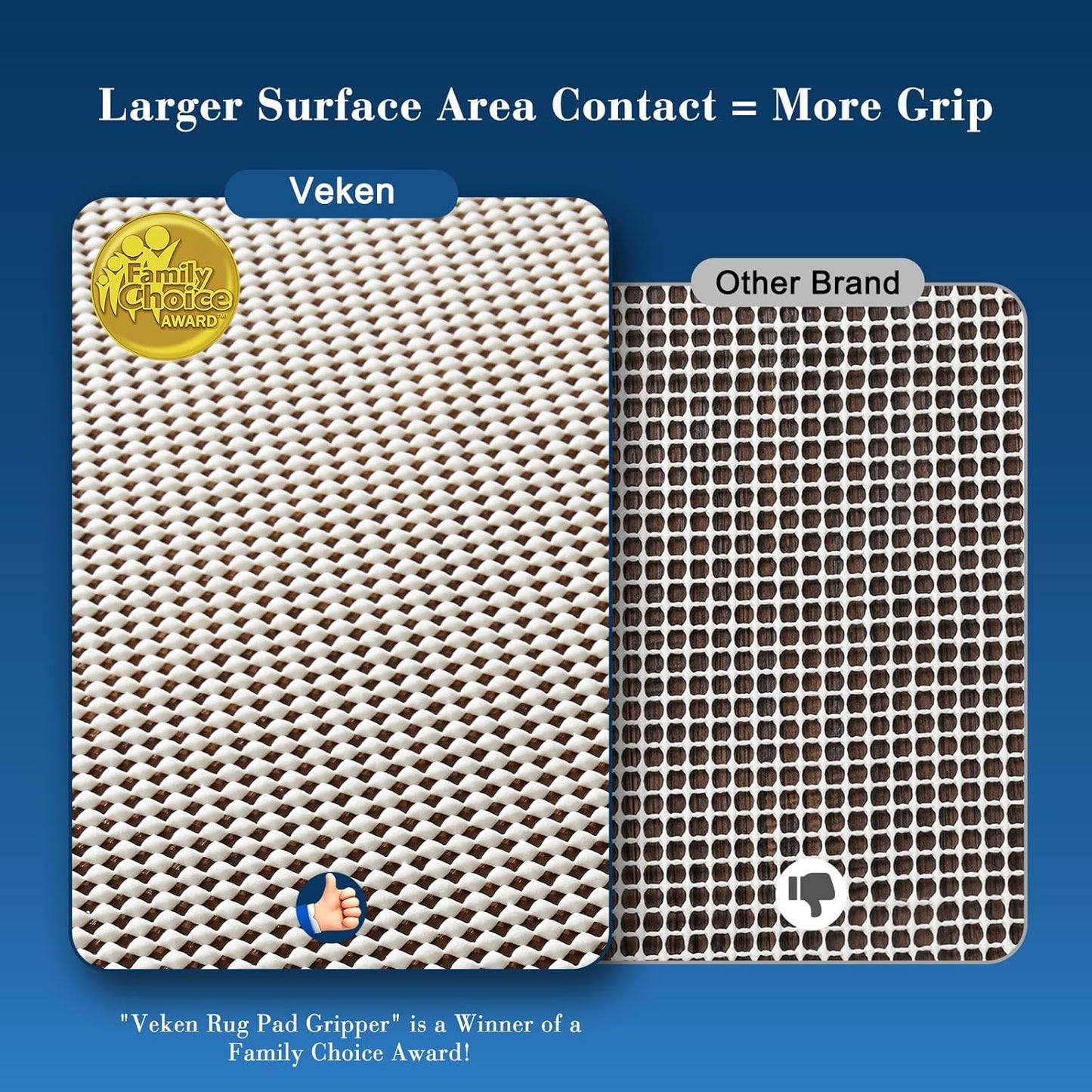 Veken Rug Pad Gripper - Non-Slip Thick Mat for Hardwood & Tile Floors | 10x14 Ft Anti-Skid Design