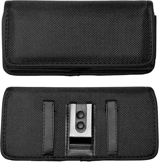 Eaglecell Nylon Cellphone Holster for iPhone SE (4.7"), iPhone 5, 5S - Horizontal Case Canvas Waist Carrying Pouch with Belt Clip/Loops, Black