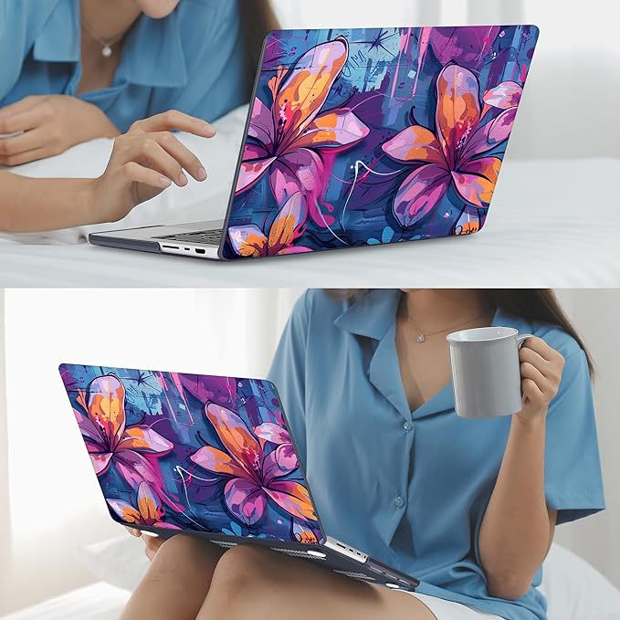 Mektron Case for 2026 M5 MacBook Pro 16 inch A3429 A3428 M4 A3403 A3186 M3 A2991 M2 A2780 M1 A2485 (2021-2025) Pro/Max with Liquid Retina XDR, Hard Shell Plastic Laptop Cover, Graffiti Flower